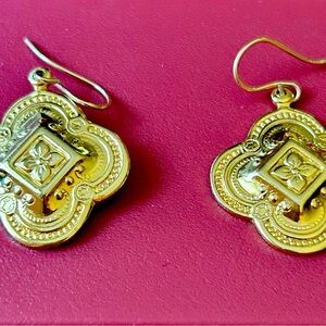 Gold earrings, circa 1985-1995.